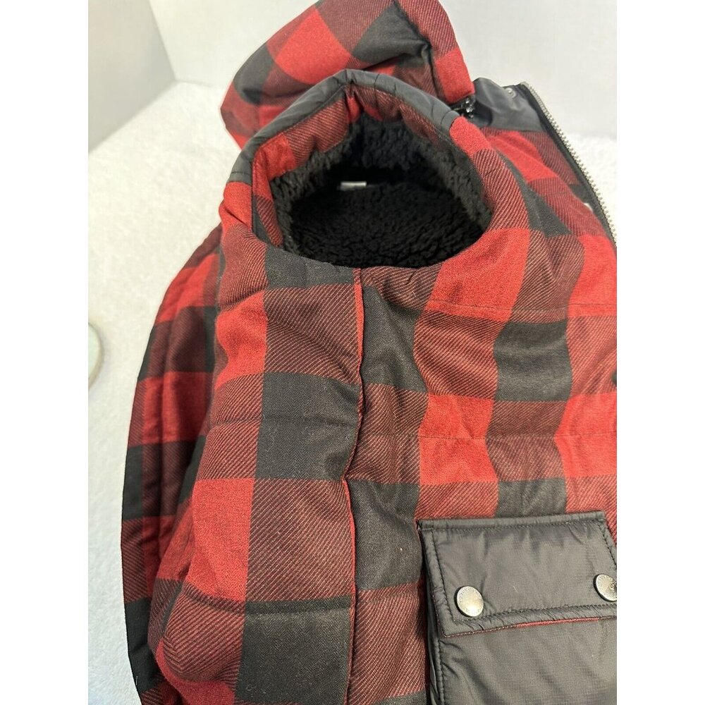 LANDS' END UNISEX  RED PLAID VEST W/HOODY SHERPA LINED Size 8- S PERFECT! - Picture 11 of 16